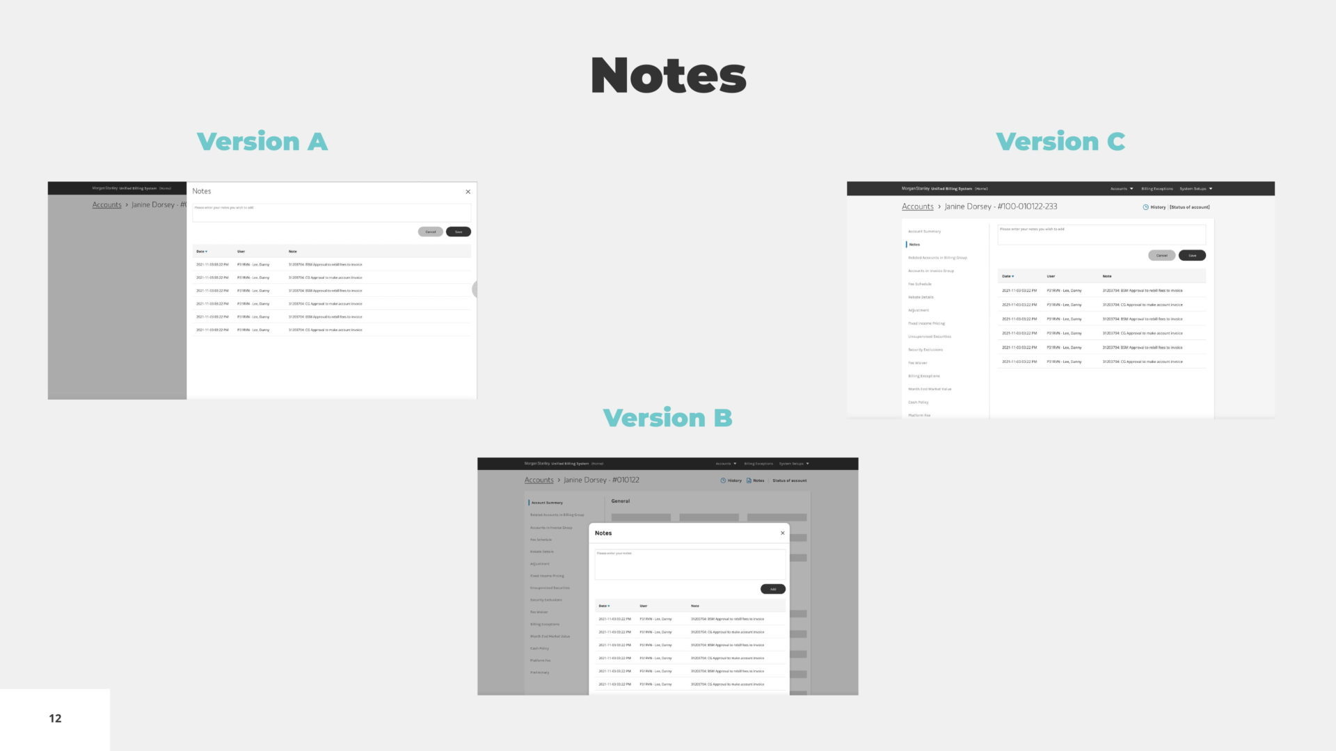 Unified Billing System Early Concepts User Testing Notes 1