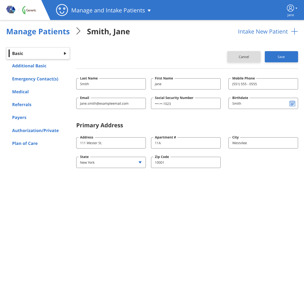 San Agency Center - Manage Patient – Edit