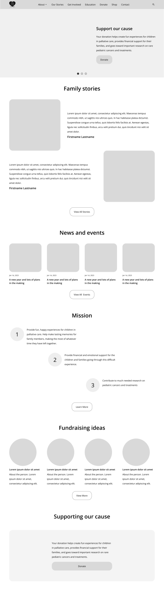Caleb's trio landing page wireframe